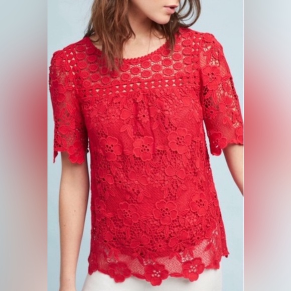 NWT Anthropologie- VANESSA VIRGINIA Candace Lace Top - Picture 1 of 7